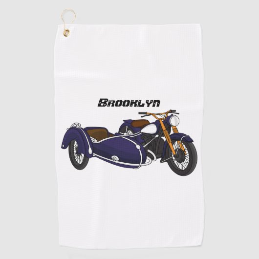 Serviette De Golf Illustration de moto pourpre Sidecar (Devant)