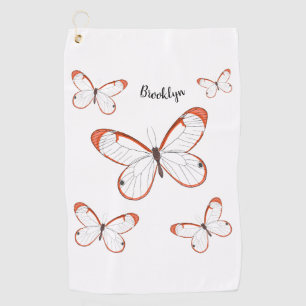 Serviette De Golf Illustration de papillon en verre