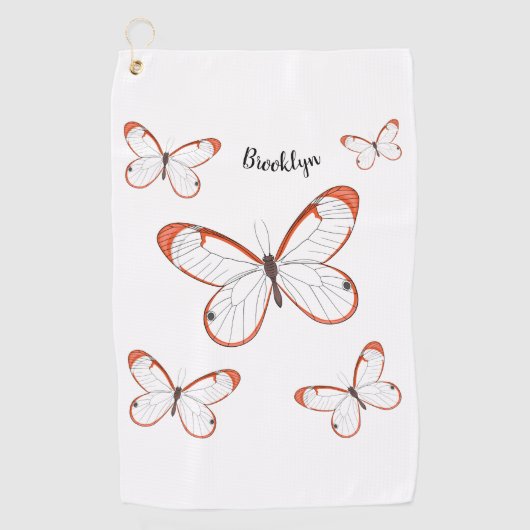 Serviette De Golf Illustration de papillon en verre (Devant)