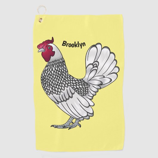 Serviette De Golf Illustration de poulet Sebright (Devant)