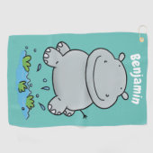 Serviette De Golf Illustration de saut en hippo mignon (Horizontal)