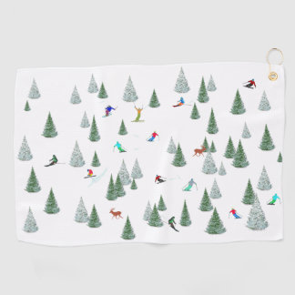 Serviette De Golf Illustration de skieurs en ski de descente
