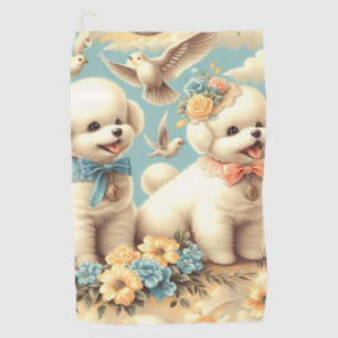 Serviette De Golf Illustration de vintage Cute Bichon Frisé