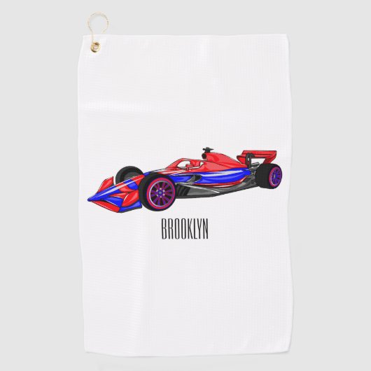 Serviette De Golf Illustration de voiture de course professionnelle (Devant)