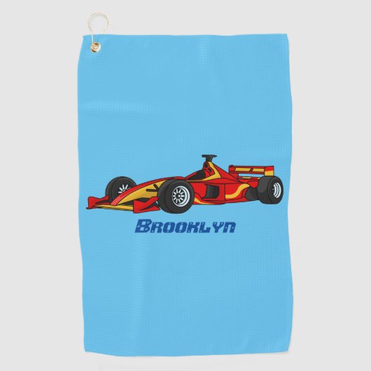 Serviette De Golf Illustration de voitures de course à grande vitess (Devant)