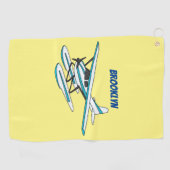 Serviette De Golf Illustration d'hydravion bleu blanc (Horizontal)