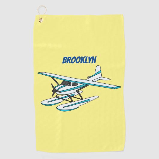 Serviette De Golf Illustration d'hydravion bleu blanc (Devant)