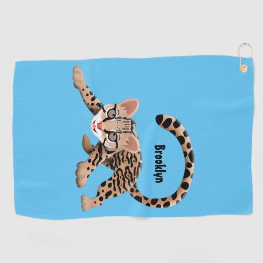 Serviette De Golf Illustration d'ocelot mignon (Horizontal)