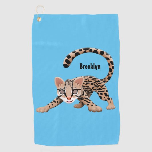 Serviette De Golf Illustration d'ocelot mignon (Devant)