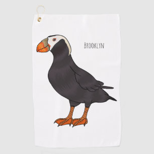 Serviette De Golf Illustration d'oiseau bouffon touffu