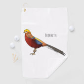 Serviette De Golf Illustration d'oiseau de faisan doré (En situation)