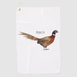 Serviette De Golf Illustration d'oiseau faisan à cou circulaire