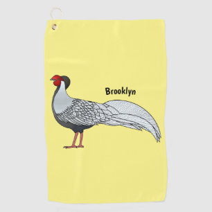 Serviette De Golf Illustration d'oiseau faisan d'argent