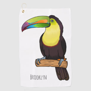 Serviette De Golf Illustration d'oiseau toucain à bec de Keel