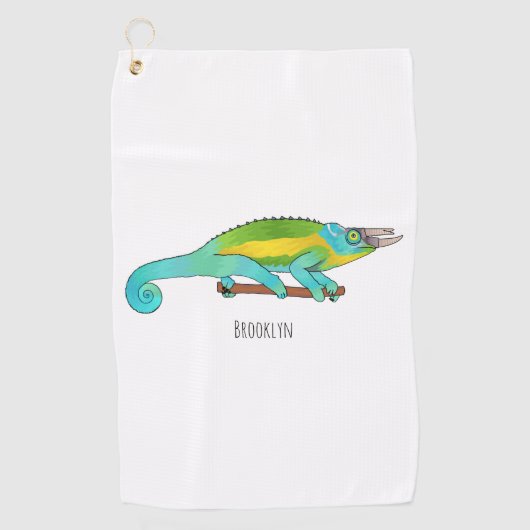 Serviette De Golf Illustration du caméléon de Jackson (Devant)