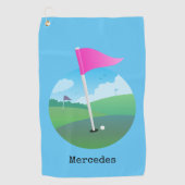 Serviette De Golf Illustration du drapeau de golf rose (Devant)