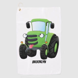 Serviette De Golf Illustration du joli joyeux tracteur agricole vert