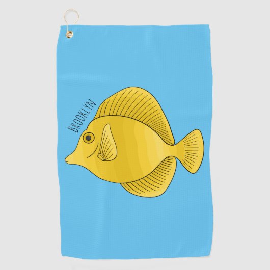Serviette De Golf Illustration du poisson-tang jaune (Devant)