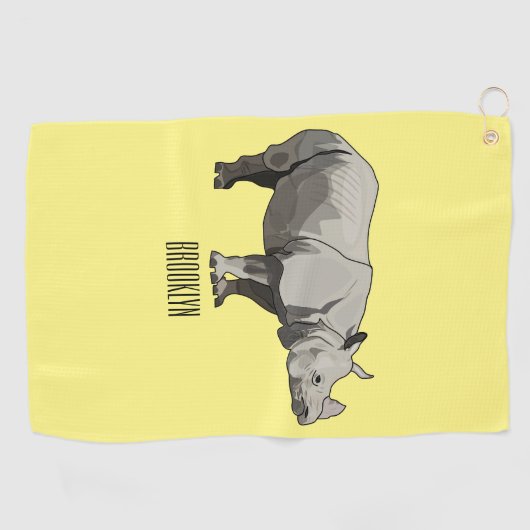 Serviette De Golf Illustration du rhinocéros de Javan (Horizontal)
