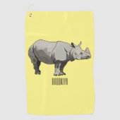 Serviette De Golf Illustration du rhinocéros de Javan (Devant)