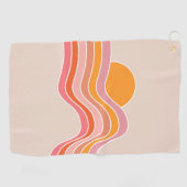 Serviette De Golf Illustration du soleil de style rétro (Horizontal)