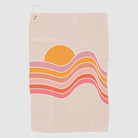 Serviette De Golf Illustration du soleil de style rétro (Devant)