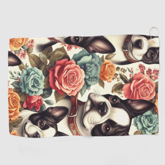 Serviette De Golf Illustration du Terrier de Boston (Horizontal)