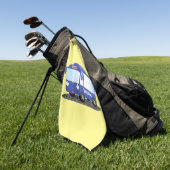 Serviette De Golf Illustration d'un bus moderne bleu mignon (Vert)