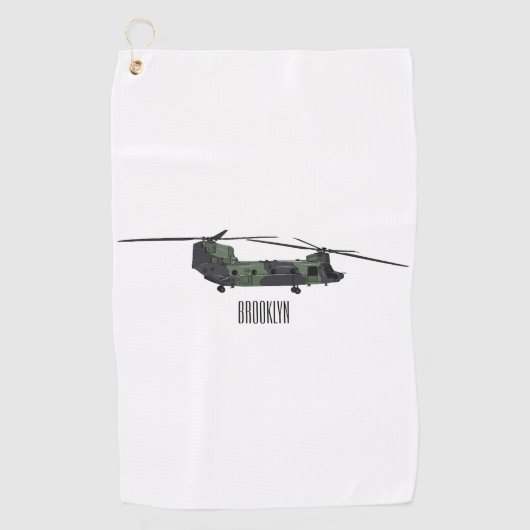 Serviette De Golf Illustration d'un hélicoptère de l'armée de Chinoo (Devant)