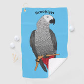 Serviette De Golf Illustration d'un perroquet gris en Afrique (En situation)