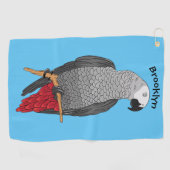 Serviette De Golf Illustration d'un perroquet gris en Afrique (Horizontal)