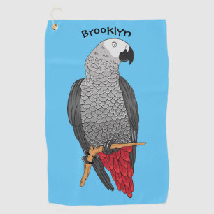 Serviette De Golf Illustration d'un perroquet gris en Afrique