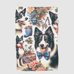 Serviette De Golf Illustration d'une bordure Vintage mignonne