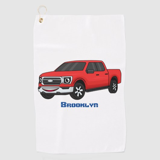 Serviette De Golf Illustration d'une camionnette rouge mou (Devant)
