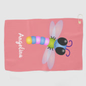 Serviette De Golf Illustration d'une libellule bleu et rose (Horizontal)
