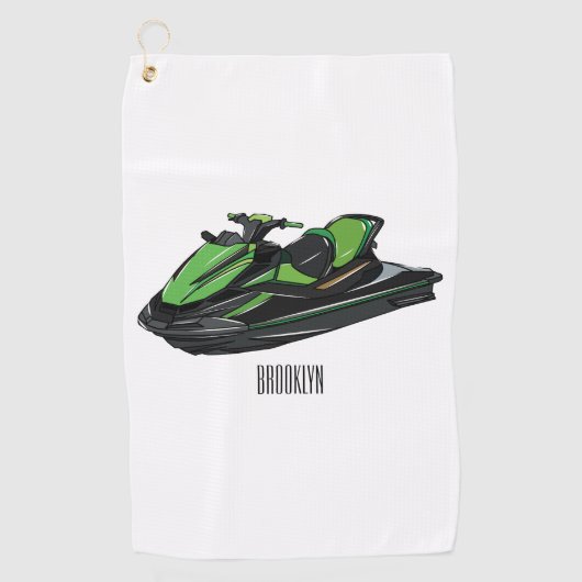 Serviette De Golf Illustration Jet ski (Devant)