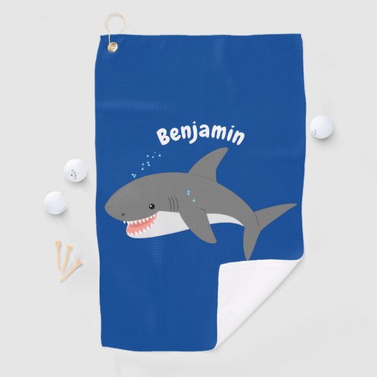 Serviette De Golf Illustration joyeuse du grand requin blanc (En situation)