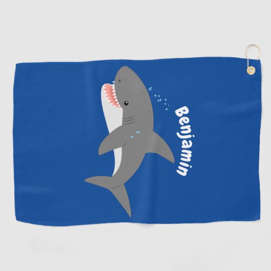 Serviette De Golf Illustration joyeuse du grand requin blanc (Horizontal)