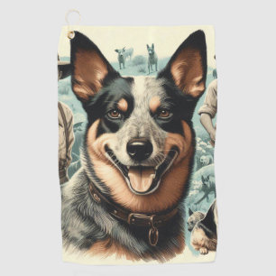 Serviette De Golf Illustration vintage Australian Cattle Dog
