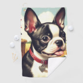 Serviette De Golf Illustration vintage Boston Terrier (En situation)