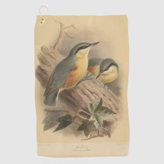 Serviette De Golf Illustration vintage de Nuthatch (Devant)