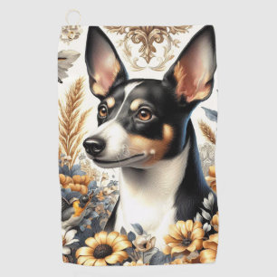 Serviette De Golf Illustration vintage Rat Terrier