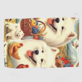 Serviette De Golf Illustration vintage Samoyed Dog (Horizontal)