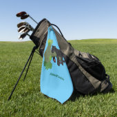 Serviette De Golf Image de dessin animé de chat en panthère noire ja (Vert)