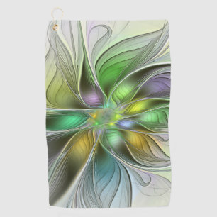 Serviette De Golf Imaginaire coloré Fleur moderne Abstrait Fractal