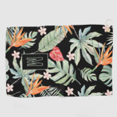 Serviette De Golf Imaginaire de feuillage à fleurs de Tropiques fonc (Horizontal)