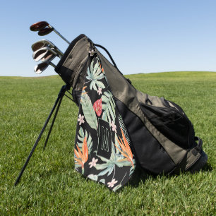 Serviette De Golf Imaginaire de feuillage à fleurs de Tropiques fonc
