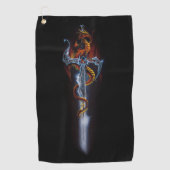 Serviette De Golf Imaginaire d'épée de dragon rouge (Devant)
