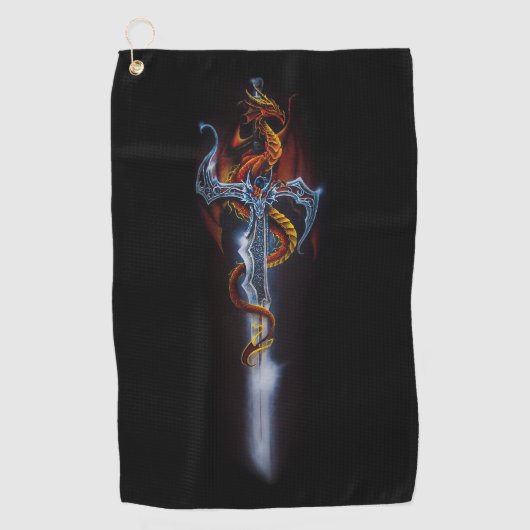 Serviette De Golf Imaginaire d'épée de dragon rouge (Devant)