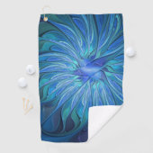 Serviette De Golf Imaginaire Fleur Bleue Motif, Art Fractal Abstrait (En situation)